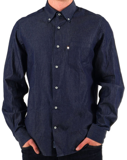 Aquascutum Denim Langarmhemd Mittelblau