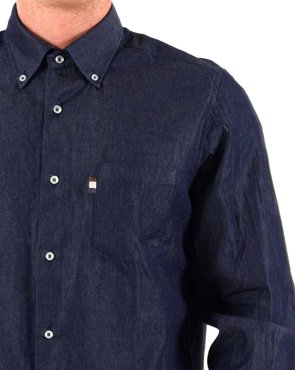 Aquascutum Denim Langarmhemd Mittelblau