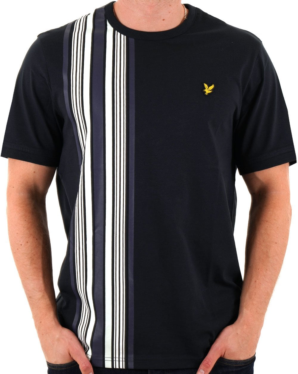 Lyle &amp; Scott – T-Shirt „Deck Stripe“ in Dunkelmarineblau