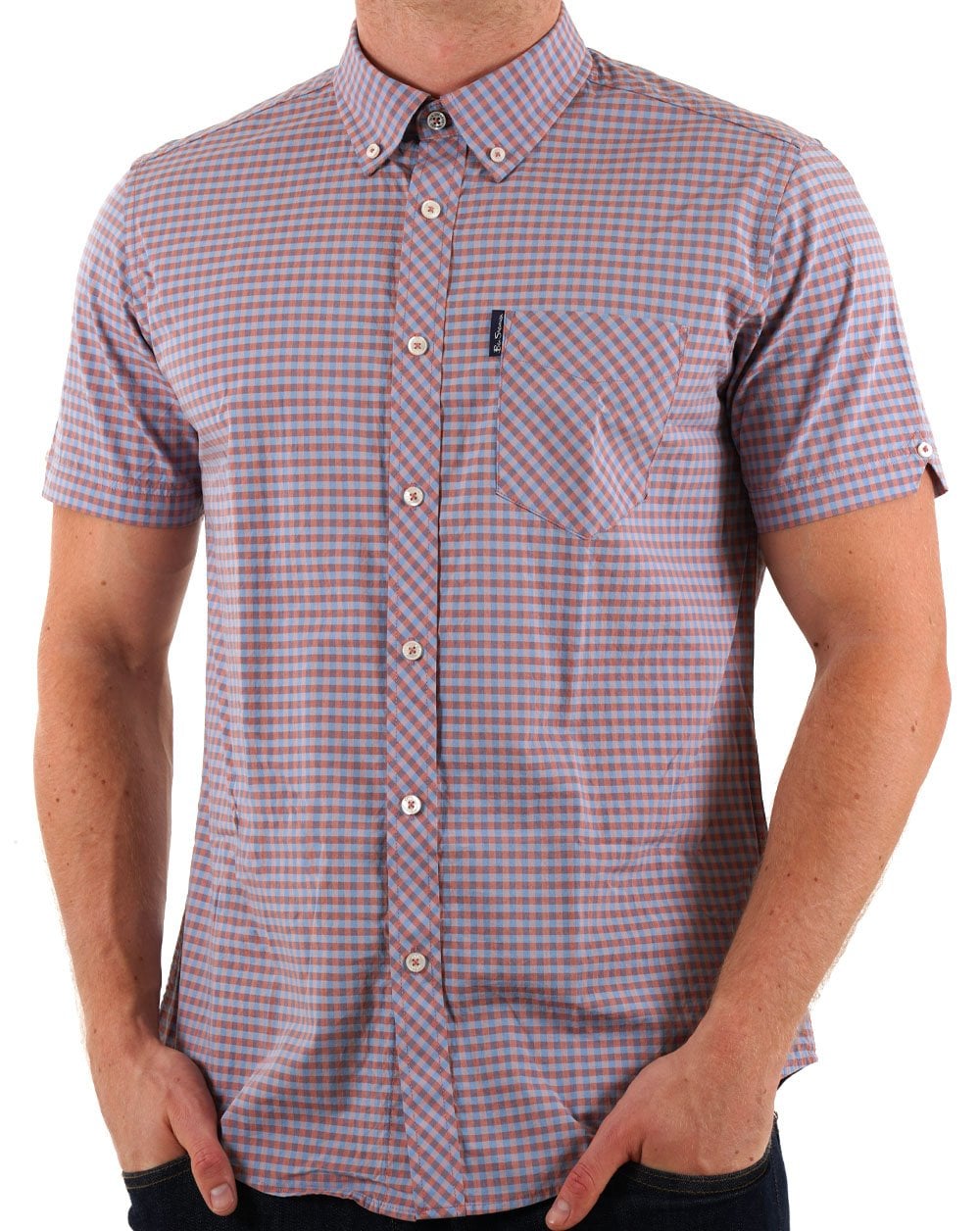 Ben Sherman Signature Gingham Kurzarmhemd Hellrosa