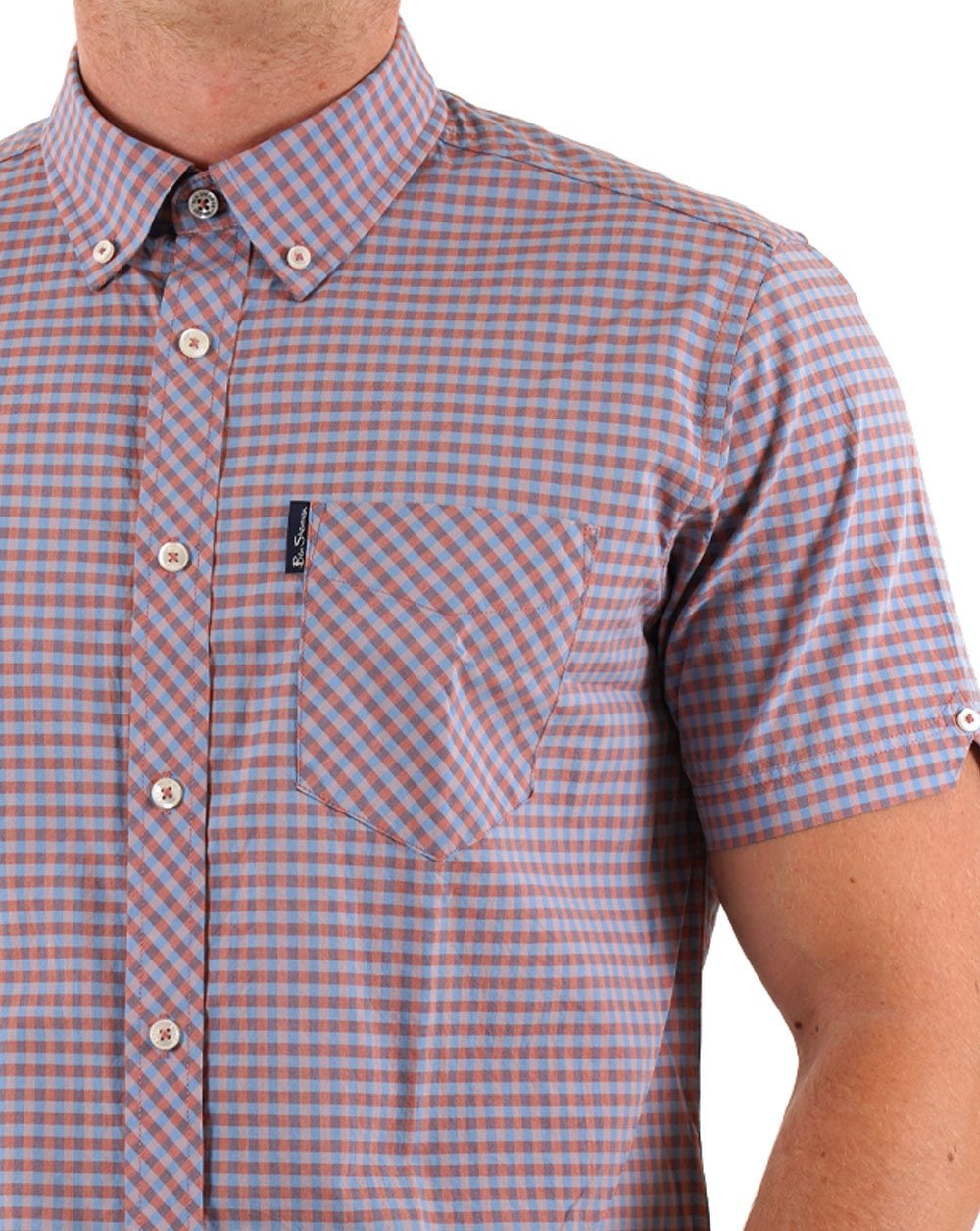 Ben Sherman Signature Gingham Kurzarmhemd Hellrosa
