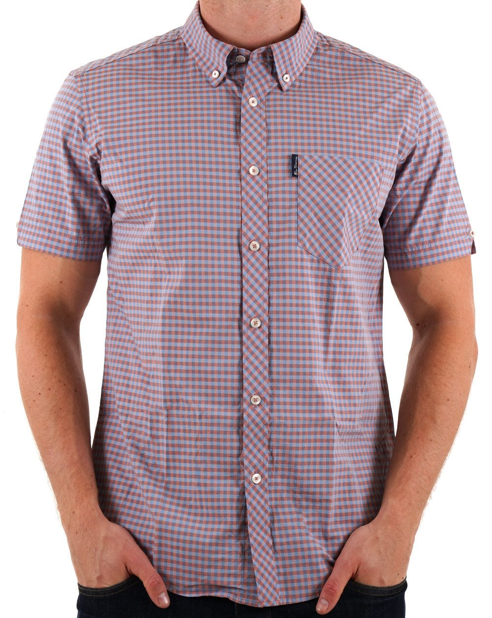 Ben Sherman Signature Gingham Kurzarmhemd Hellrosa