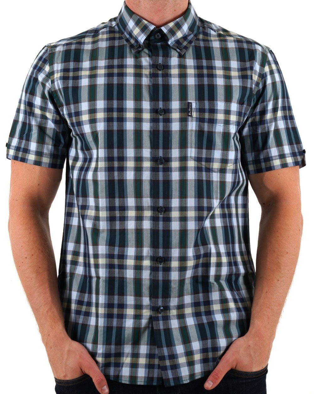 Ben Sherman Hemd mit unregelmäßigem Karomuster, Dunkelgrün