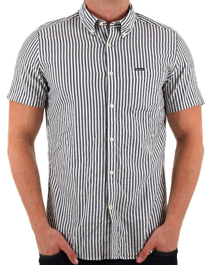 Barbour Cresswell Seersucker Kurzarmhemd Marineblau
