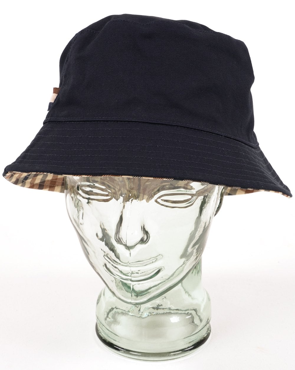 Aquascutum Iconic Wende-Bucket-Hut Karo/Marineblau