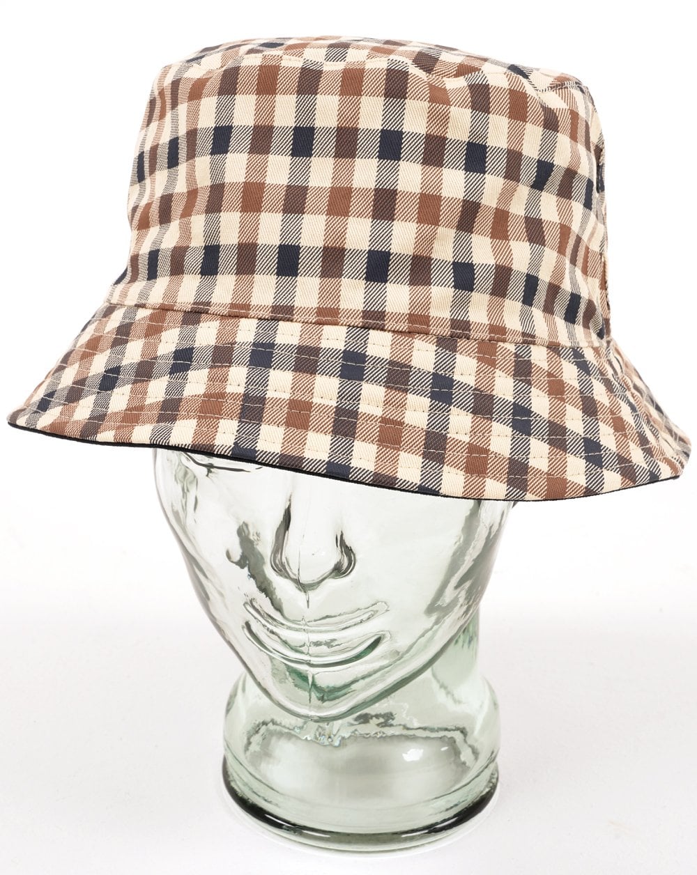 Aquascutum Iconic Wende-Bucket-Hut Karo/Marineblau