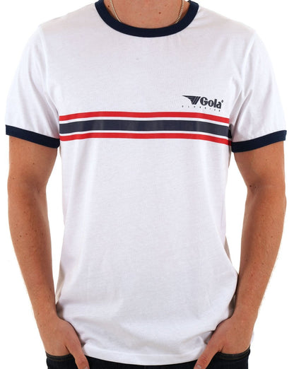 Gola – Gestreiftes Ringer-T-Shirt in Weiß