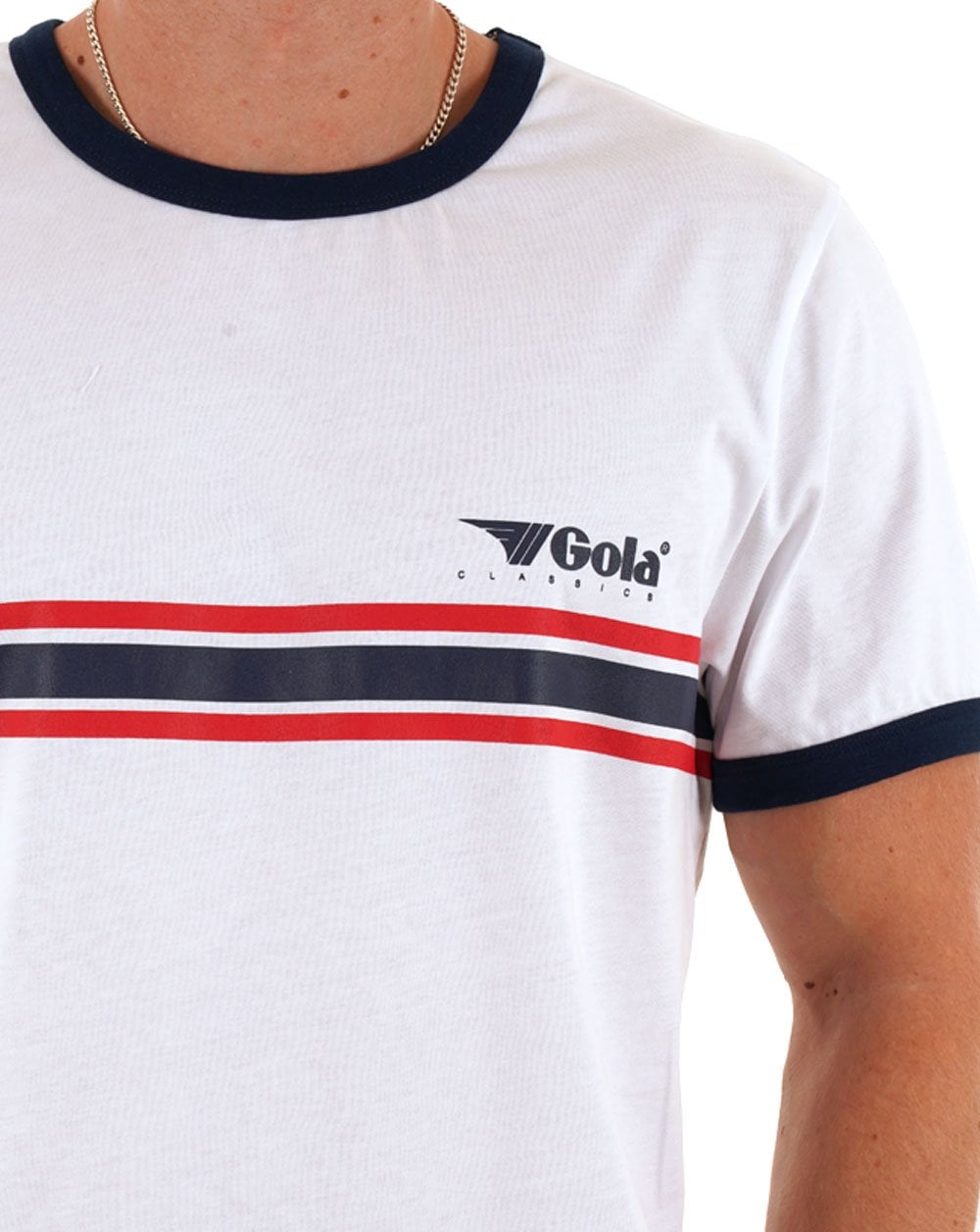 Gola – Gestreiftes Ringer-T-Shirt in Weiß