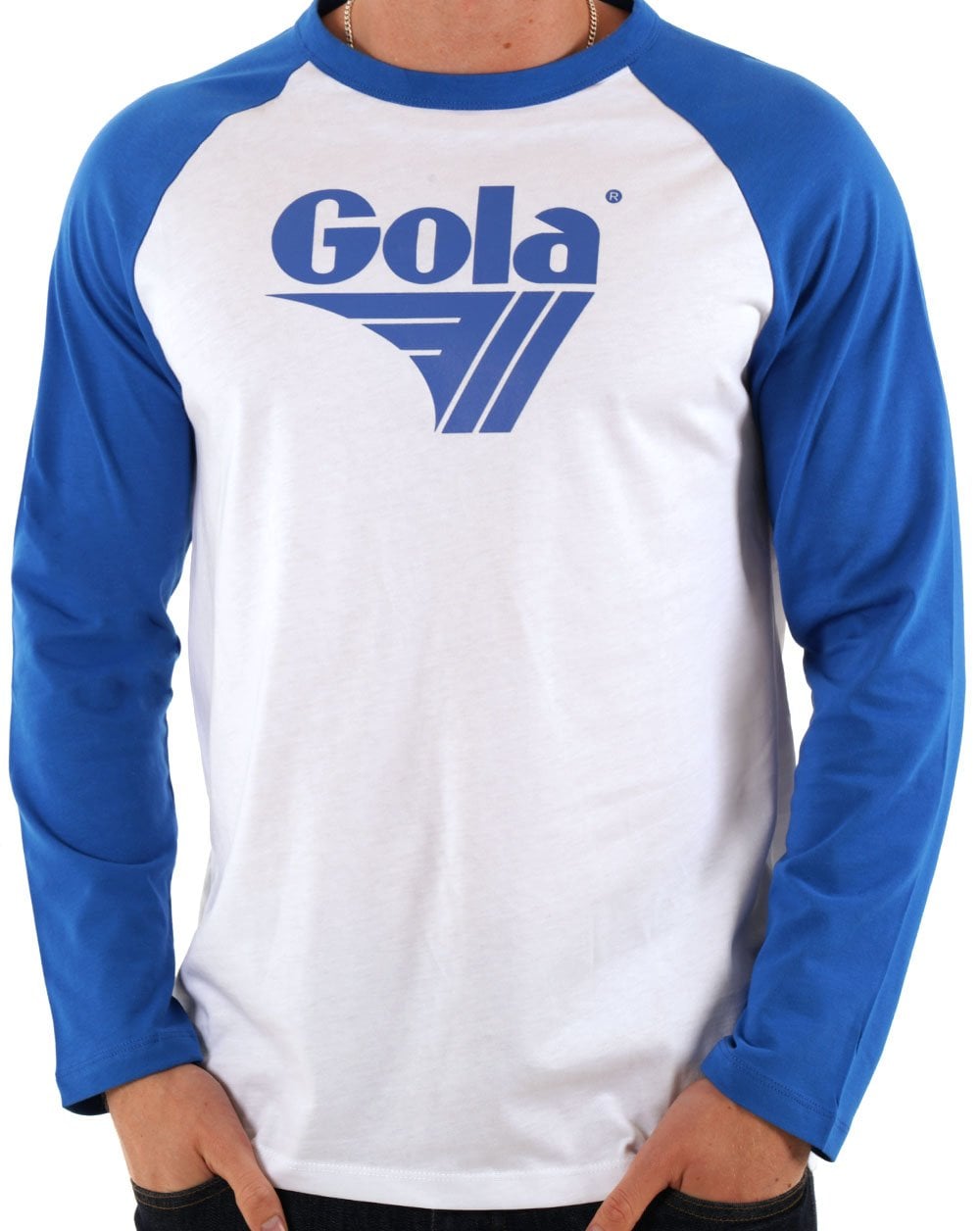 Gola Langarm Raglan T-Shirt Weiß/Blau