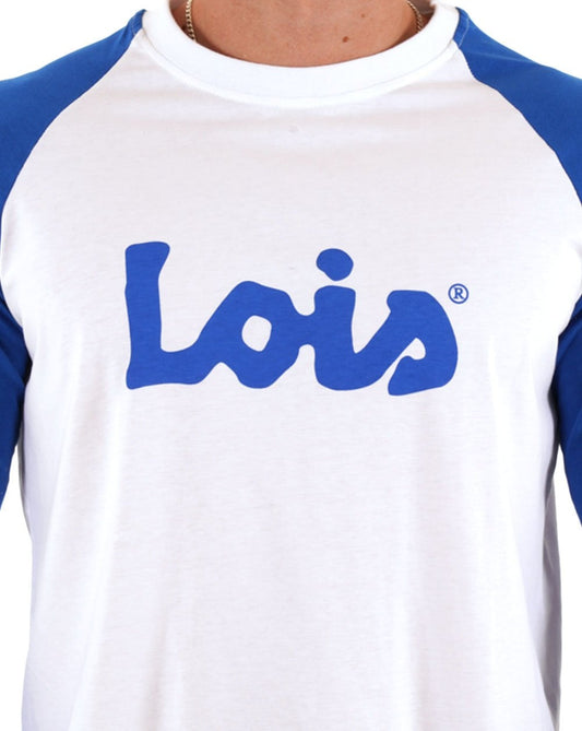 Lois Lois Raglan LS Logo T-Shirt Weiß/Königsblau