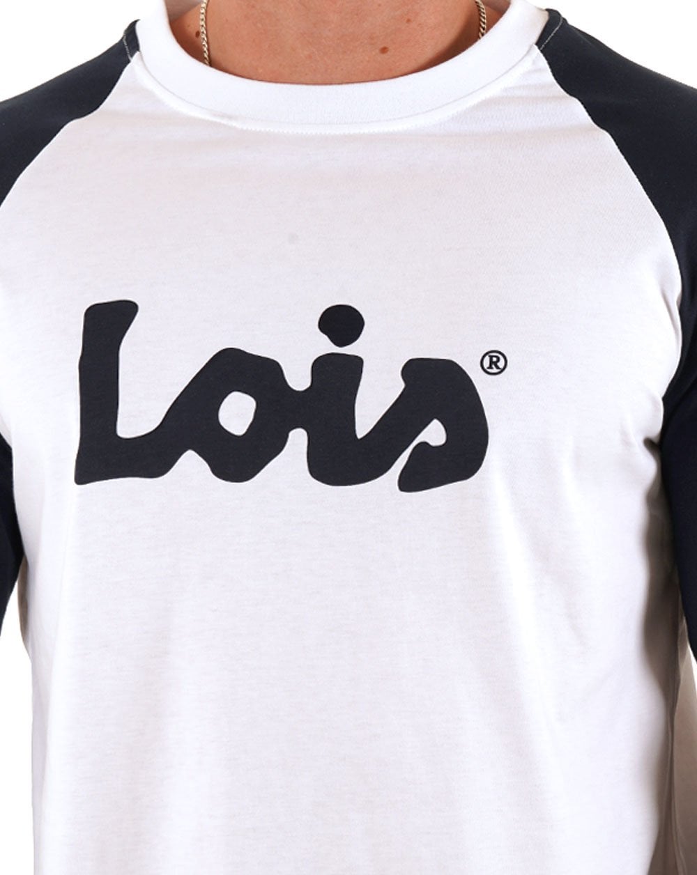 Lois Raglan LS Logo T-Shirt Weiß/Marineblau