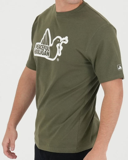 Peaceful Hooligan Outline T-Shirt Khaki Grün