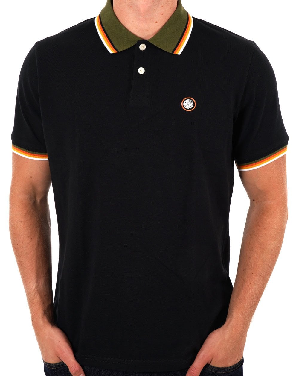 Pretty Green – Poloshirt mit Pennington-Kragen in Schwarz