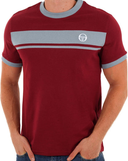 Sergio Tacchini Masters T-Shirt Weinrot/Himmelblau