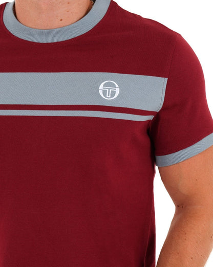 Sergio Tacchini Masters T-Shirt Weinrot/Himmelblau