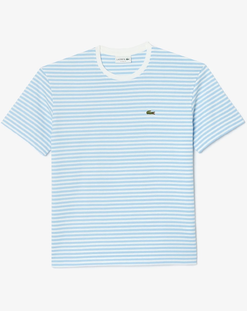 Lacoste Heavy Cotton Striped T Shirt White/Sky Blue