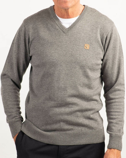 Gabicci Vintage Brandon Strickpullover mit V-Ausschnitt in Grau