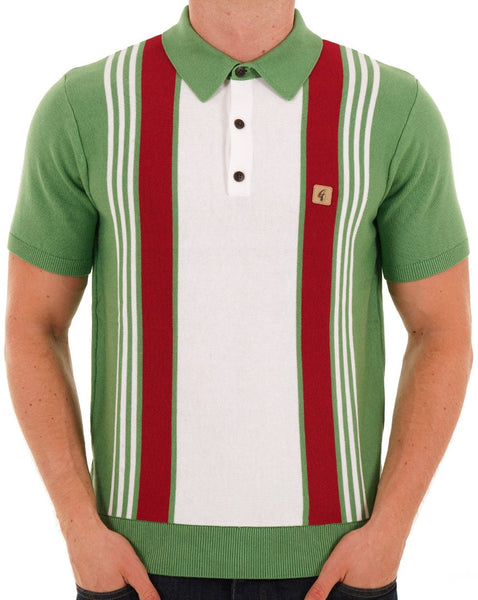 Gabicci Vintage Searle Knitted Polo Verde