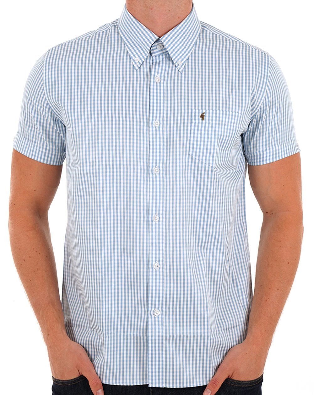 Gabicci Vintage Frazer Gingham Kurzarmhemd Aqua