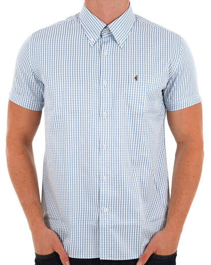 Gabicci Vintage Frazer Gingham Kurzarmhemd Aqua