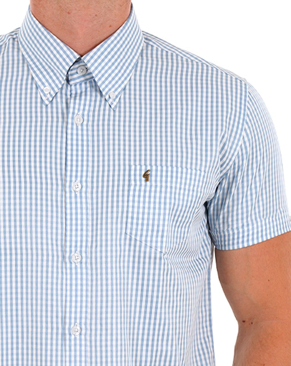 Gabicci Vintage Frazer Gingham Kurzarmhemd Aqua