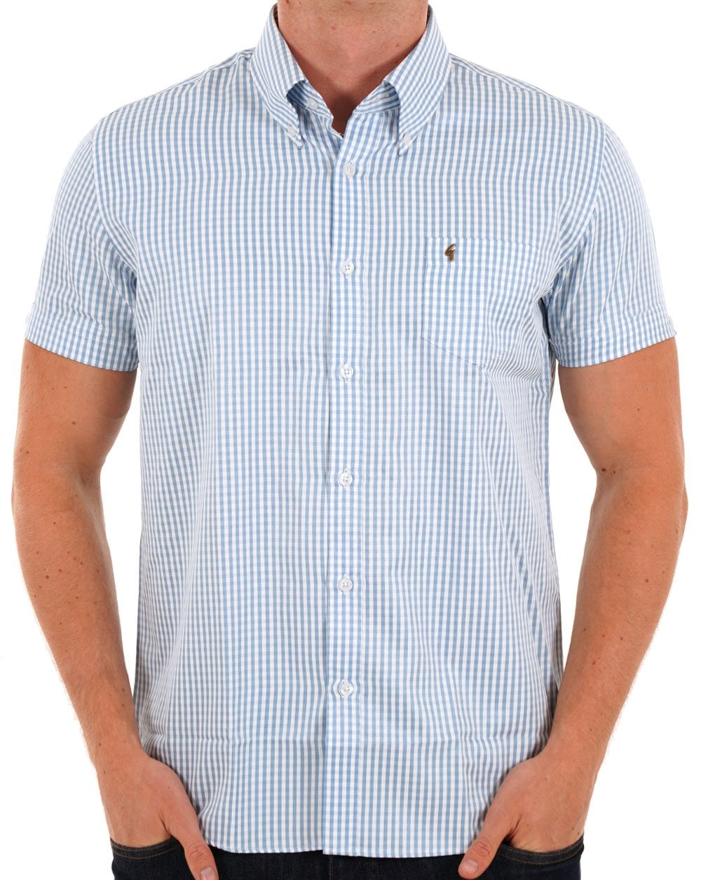 Gabicci Vintage Frazer Gingham Shirt Aqua