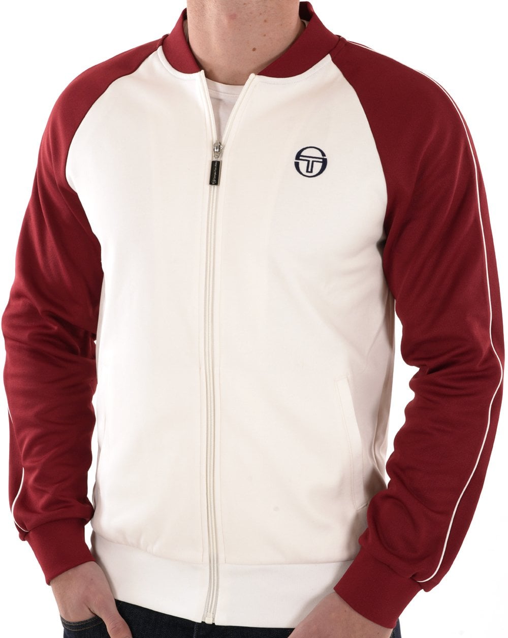 Sergio Tacchini Retro Track Top Ecru / Burgund