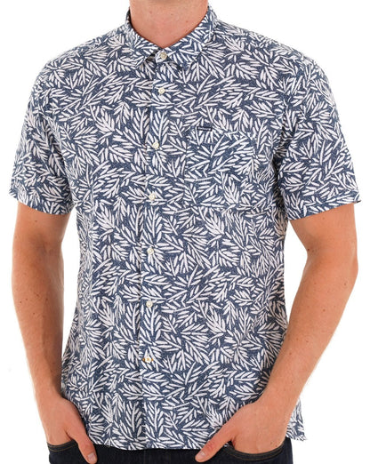 Barbour Jackstone Sommer-Kurzarmhemd mit Print in dunklem Denim
