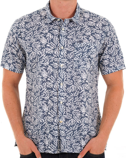 Barbour Jackstone Sommer-Kurzarmhemd mit Print in dunklem Denim