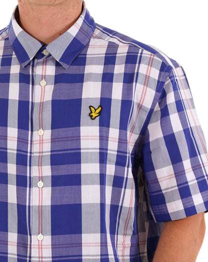 Lyle &amp; Scott Oversized-Tartan-Kurzarmhemd in Blau