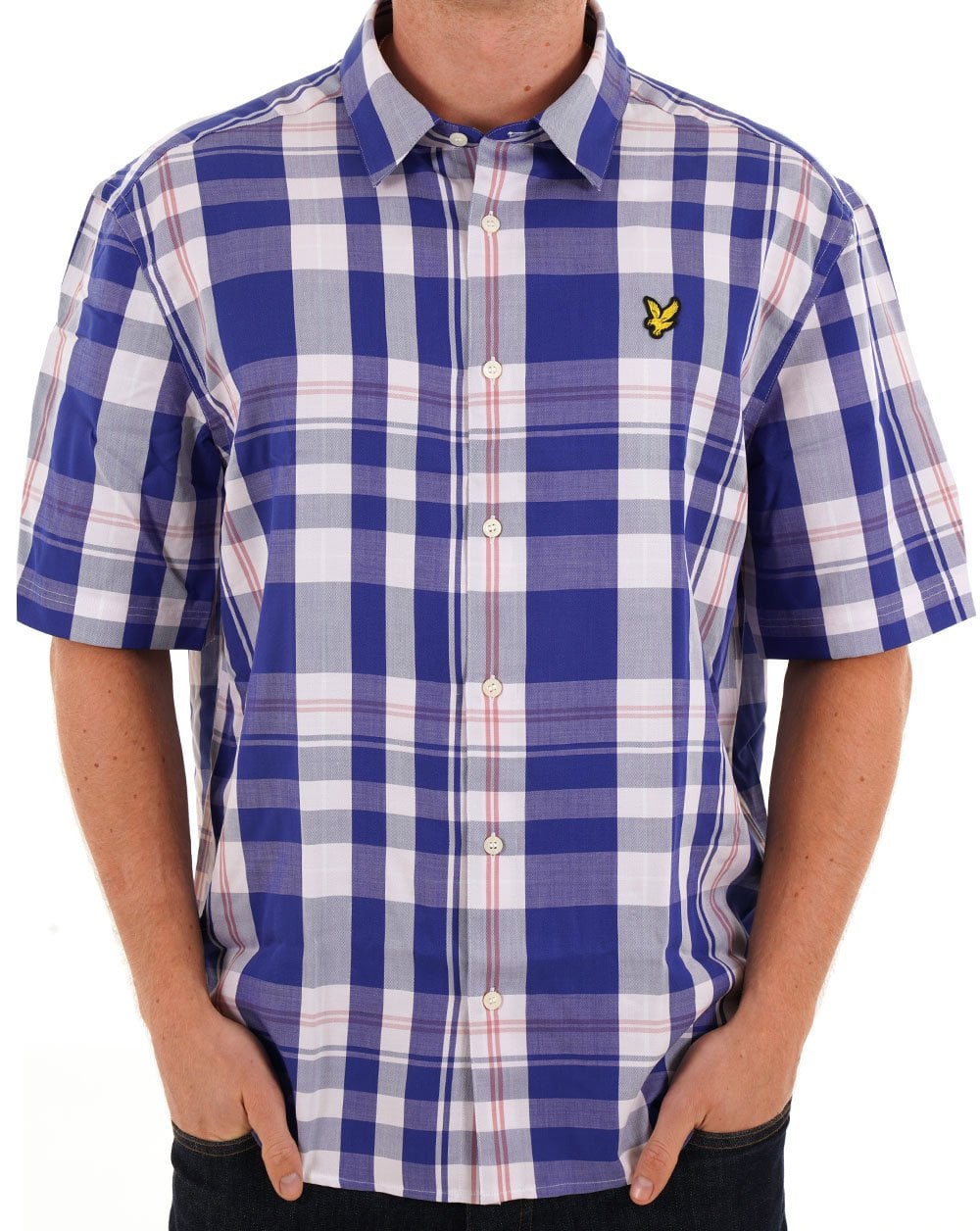 Lyle &amp; Scott Oversized-Tartan-Kurzarmhemd in Blau