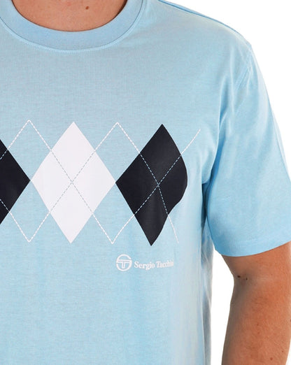 Sergio Tacchini Diamond T-Shirt Himmelblau/Weiß/Marineblau