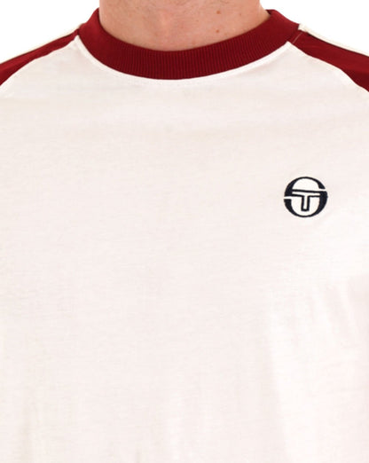 Sergio Tacchini Retro Ace T-Shirt Gardenia/Dunkelrot