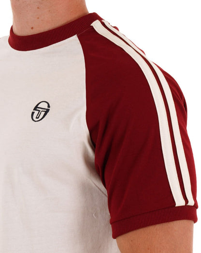 Sergio Tacchini Retro Ace T-Shirt Gardenia/Dunkelrot