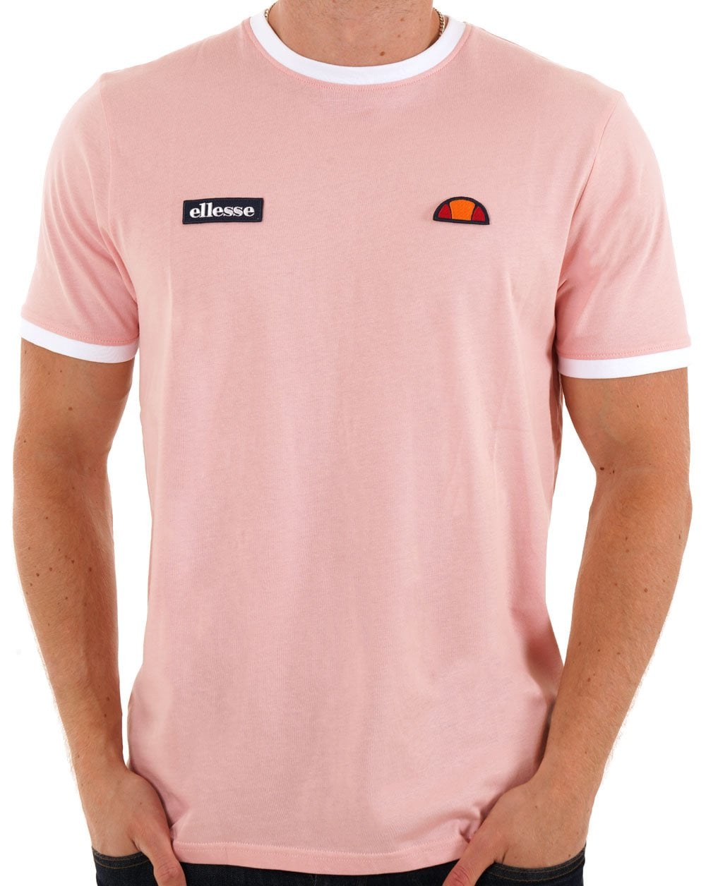 Ellesse Ringer T-Shirt Hellrosa / Weiß