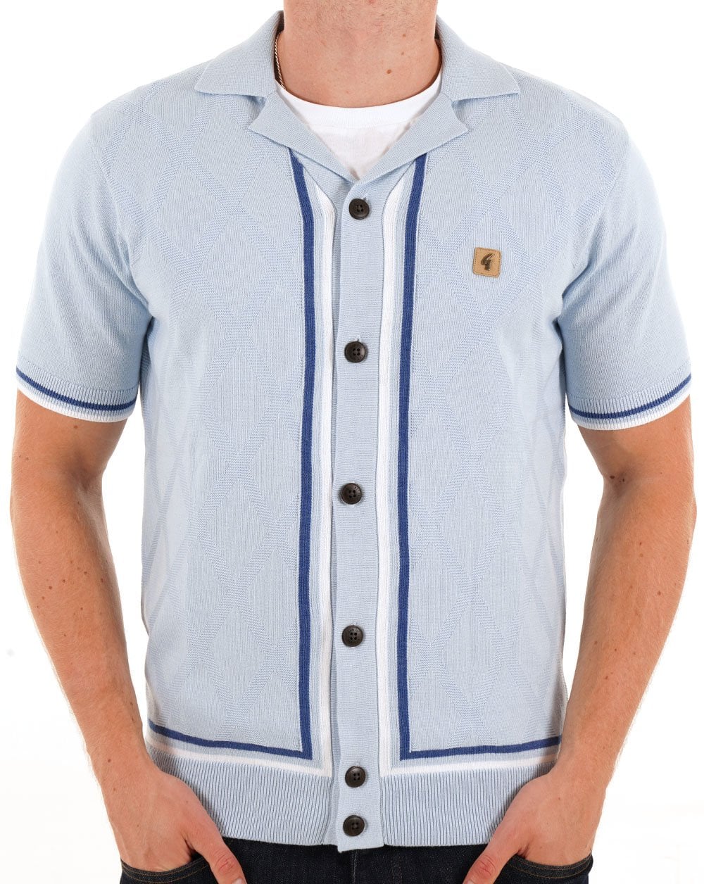 Gabicci Vintage Ross SS Knitted Shirt Azure