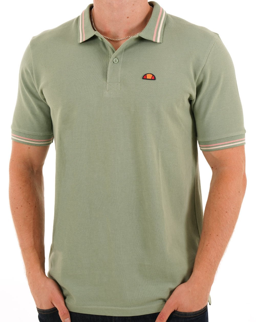 Ellesse – Poloshirt mit Streifen in Grün
