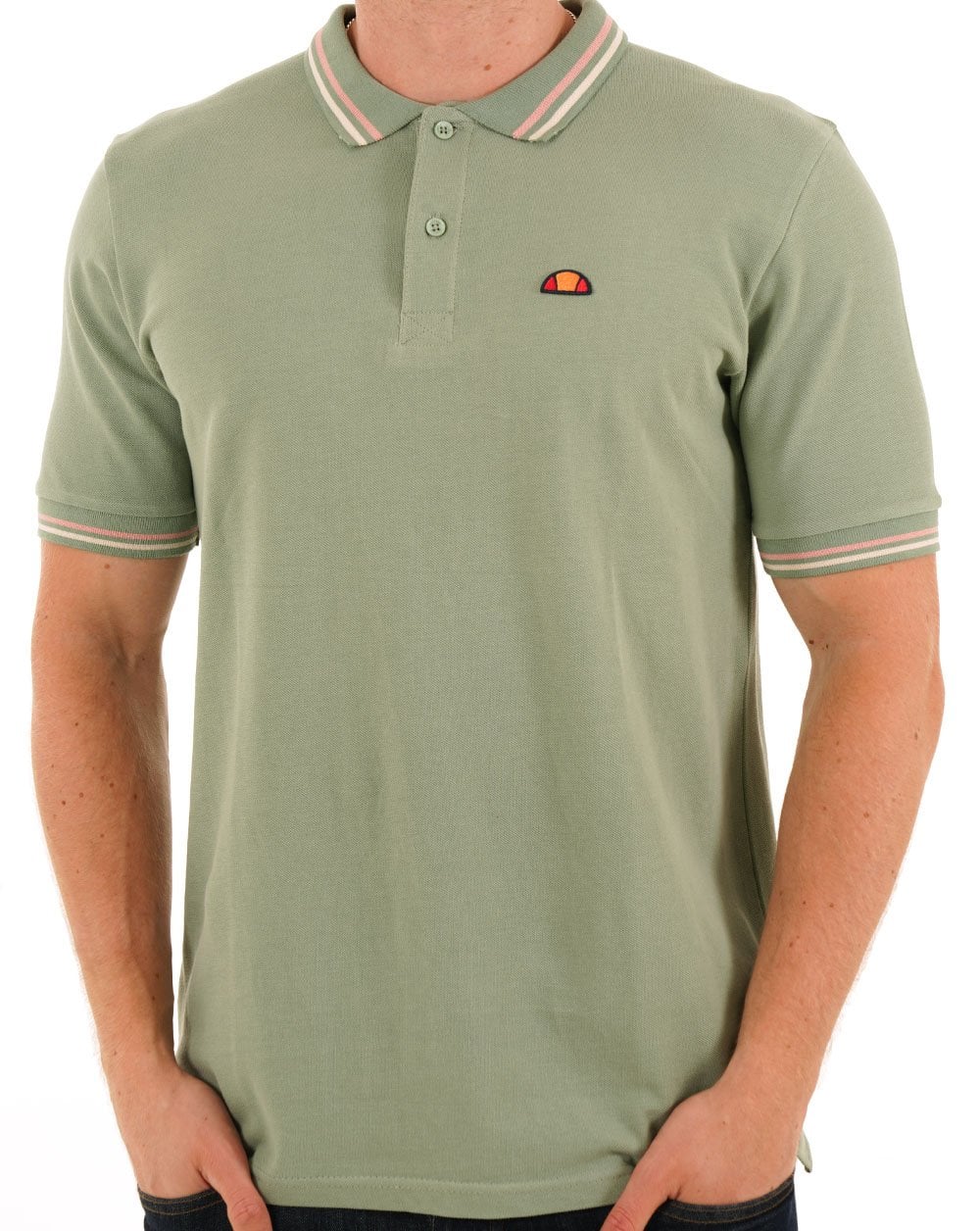 Ellesse – Poloshirt mit Streifen in Grün