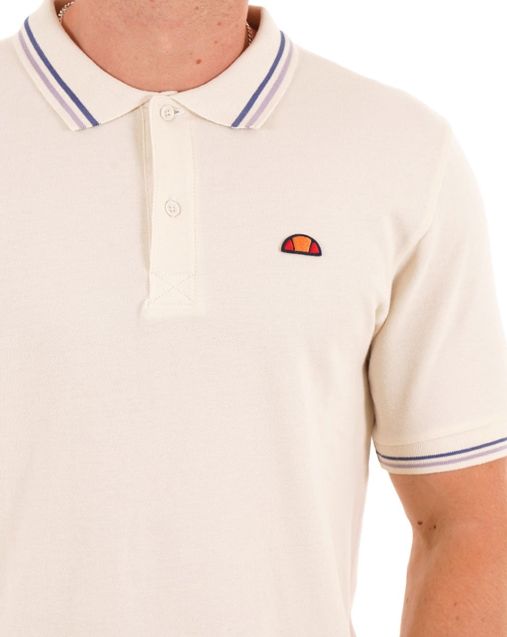Ellesse – Poloshirt mit Streifen in Off-White