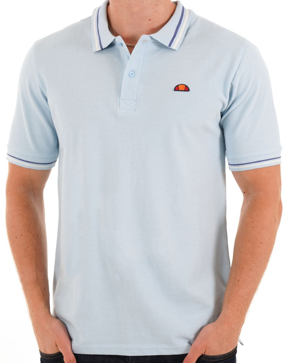 Ellesse Tipped Polo Shirt Light Blue