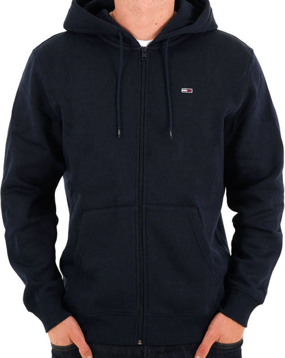Tommy Jeans – FZ-Kapuzenpullover mit Flag-Patch, Marineblau
