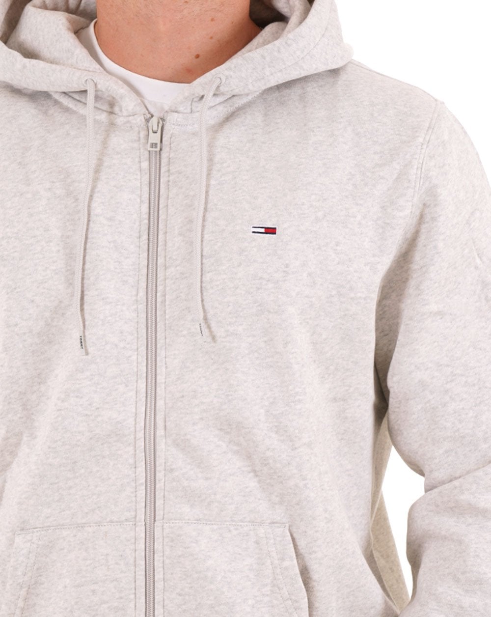 Tommy Jeans – Flag Patch FZ Hoodie – Silbergrau meliert