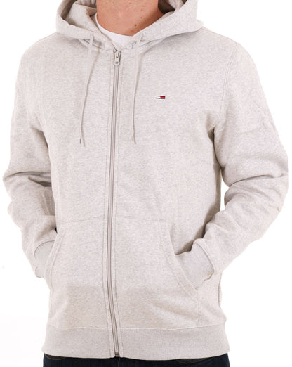 Tommy Jeans – Flag Patch FZ Hoodie – Silbergrau meliert