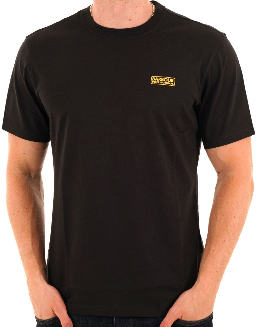 Barbour International – Schwarzes T-Shirt mit kleinem Logo