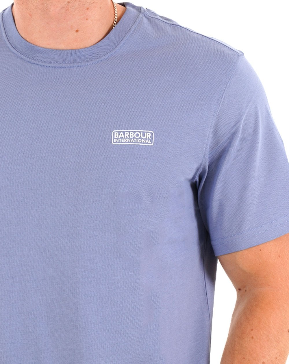 Barbour International – T-Shirt mit kleinem Logo in Manorblau