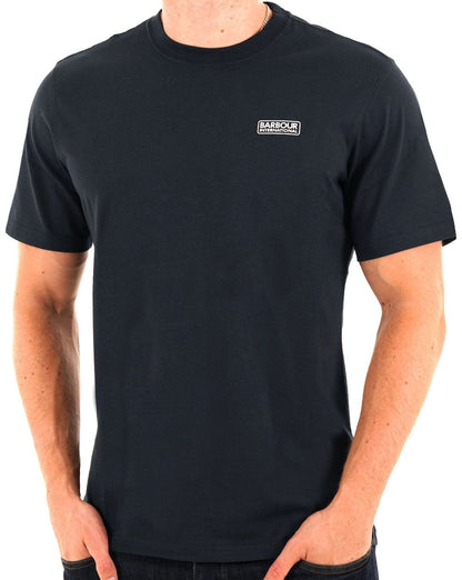 Barbour International – T-Shirt mit kleinem Logo, Marineblau/Weiß
