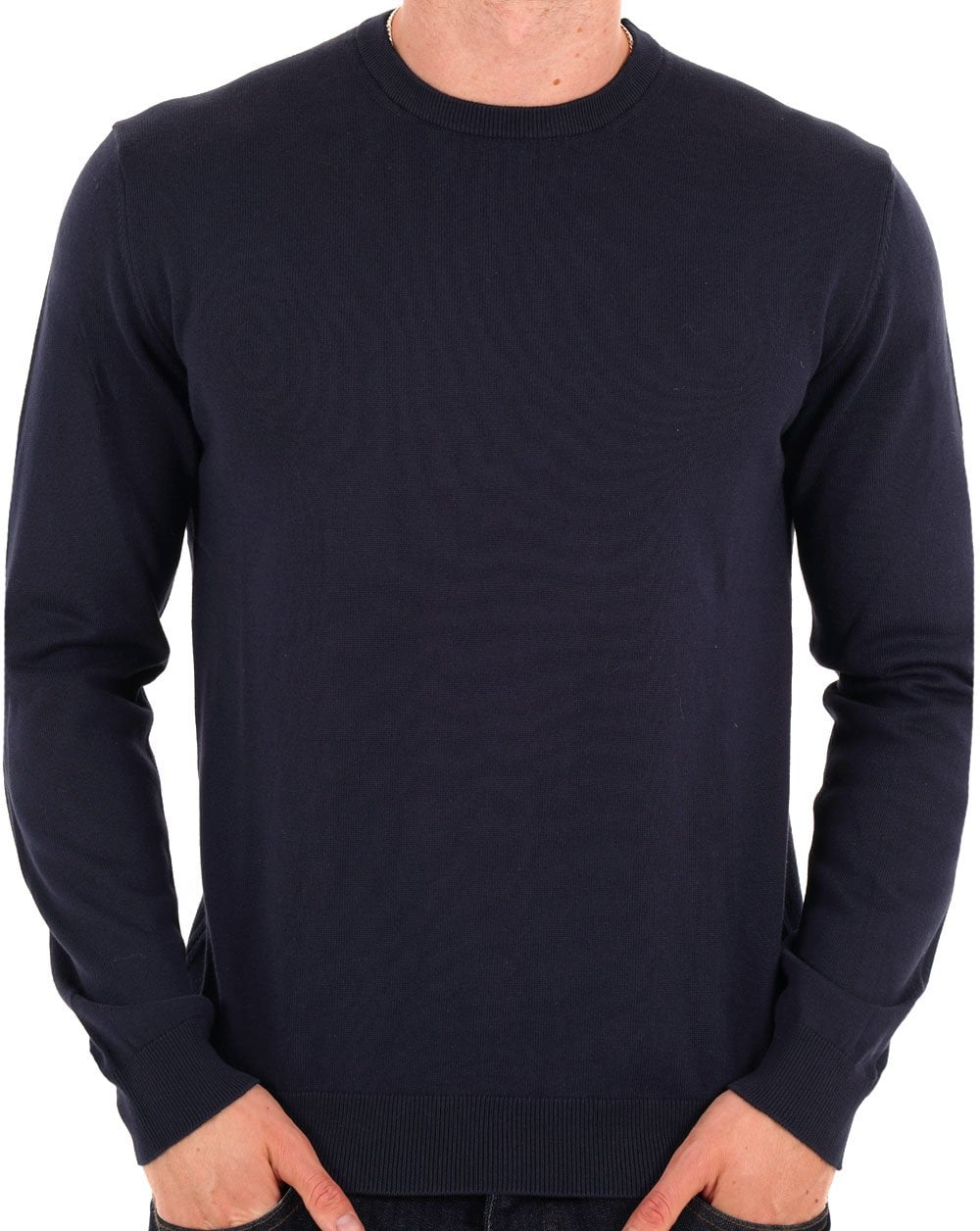 Benetton Feiner Baumwollpullover Marineblau