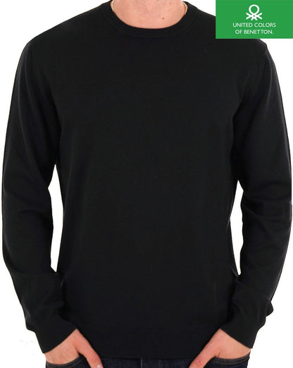 Benetton Feiner Baumwollstrickpullover Schwarz