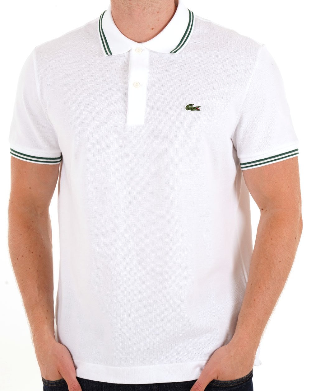 Lacoste Poloshirt mit Streifen in Weiß
