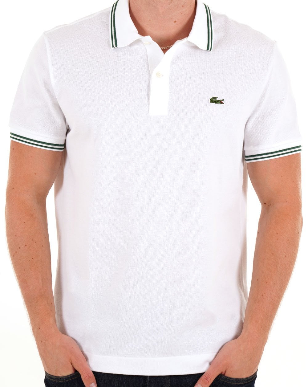 Lacoste Poloshirt mit Streifen in Weiß